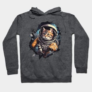 Astronaut Kitten In Outter Space Hoodie